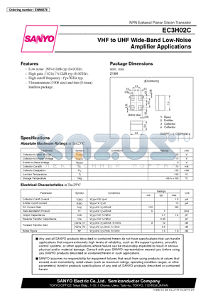 EC3H02C datasheet - VHF to UHF Wide-Band Low-Noise Amplifier Applications