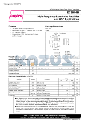 EC3H04B datasheet - High-Frequency Low-Noise Amplifier and OSC Applications