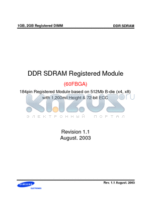 M312L2923BG0-A2 datasheet - DDR SDRAM Registered Module