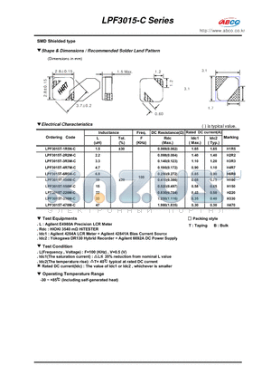 LPF3015T-150M-C datasheet - Shape & Dimensions / Recommended Solder Land Pattern