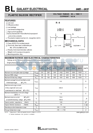 6A8 datasheet - PLASTIC SILICON RECTIFIER