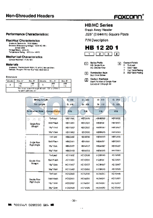 HB02161 datasheet - Breake Away Header .025(0.64mm) Square Posts