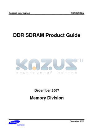 M312L6523DZ3 datasheet - DDR SDRAM Product Guide