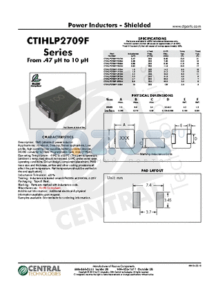 CTIHLP2709F-R82M datasheet - From .47 lH to 10 lH