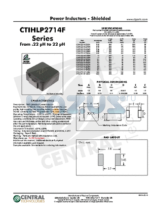 CTIHLP2714F-1R0M datasheet - From .22 lH to 22 lH