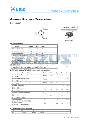 L2SA1576ART1 datasheet - General Purpose Transistors PNP Silicon