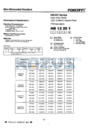 HB02283 datasheet - Breake Away Header .025(0.64mm) Square Posts