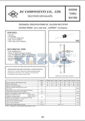 6A8M datasheet - TECHNICAL SPECIFICATIONS OF SILICON RECTIFIER