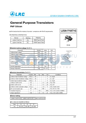 L2SA1774QT1G datasheet - General Purpose Transistors PNP Silicon