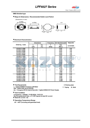 LPF4027T-100M datasheet - Shape & Dimensions / Recommended Solder Land Pattern