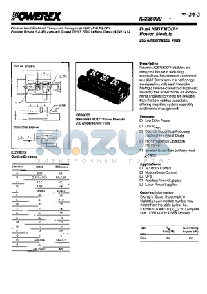 ID226020 datasheet - DUAL IGBTMOD-TM POWER MODULE