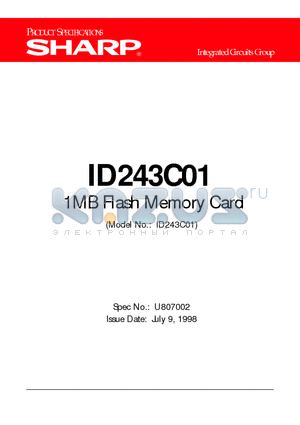 ID243C01 datasheet - 1MB Flash Memory Card