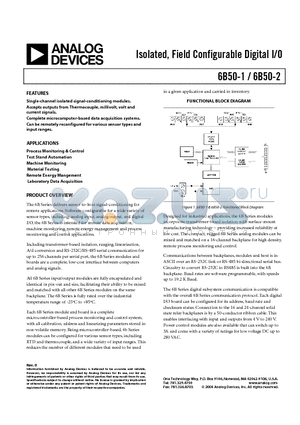 6B50-1 datasheet - Isolated, Field Configurable Digital I/O