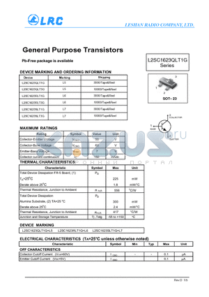 L2SC1623QLT1G datasheet - General Purpose Transistors Pb-Free packkage is available