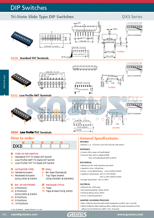 DX3N datasheet - Tri-State Slide Type DIP Switches