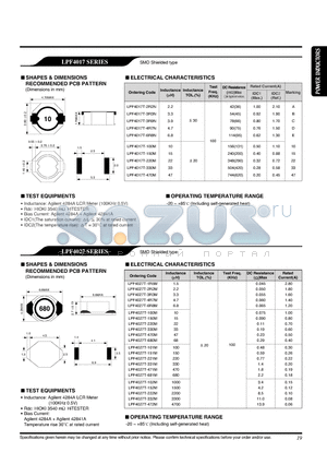 LPF4027T-472M datasheet - SMD SHIELDED TYPE