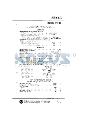 6BK4B datasheet - Beam Triode