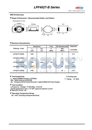 LPF4027T-472M-B datasheet - Shape & Dimensions / Recommended Solder Land Pattern