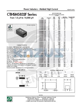 CTIHSM5832F-182K datasheet - Power Inductors - Molded High Current