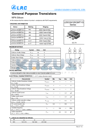 L2SC2412KSMT3G datasheet - General Purpose Transistors NPN Silicon