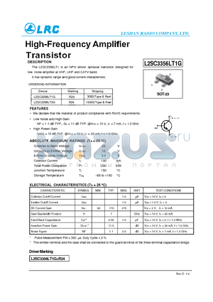 L2SC3356LT1G datasheet - High-Frequency Amplifier Transistor