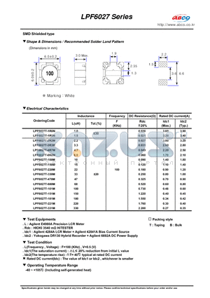 LPF6027 datasheet - Shape & Dimensions / Recommended Solder Land Pattern