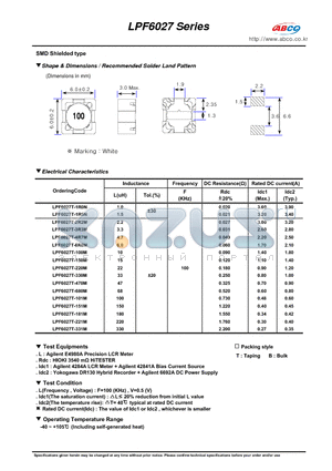 LPF6027T-220M datasheet - Shape & Dimensions / Recommended Solder Land Pattern