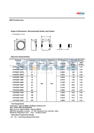 LPF6028T-100M datasheet - SMD SHIELDED TYPE