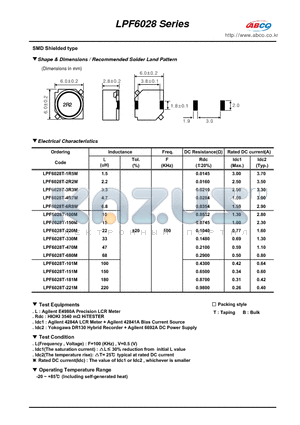 LPF6028T-151M datasheet - Shape & Dimensions / Recommended Solder Land Pattern