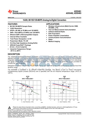 ADS5481_08 datasheet - 16-Bit, 80/105/135-MSPS Analog-to-Digital Converters