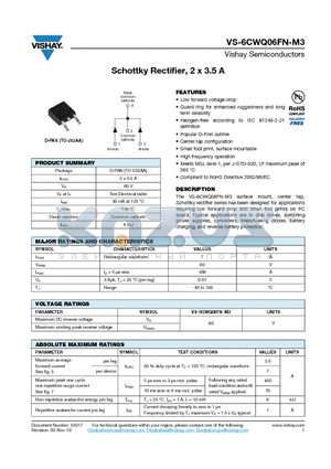 6CWQ06FNTR-M3 datasheet - Schottky Rectifier, 2 x 3.5 A