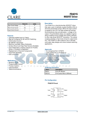 FDA215S datasheet - MOSFET Driver