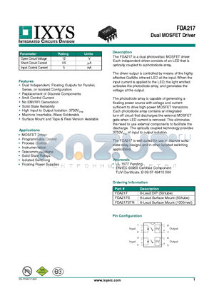 FDA217STR datasheet - Dual MOSFET Driver