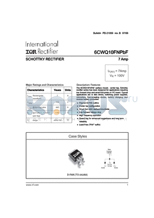 6CWQ10FNTR datasheet - SCHOTTKY RECTIFIER 7 Amp