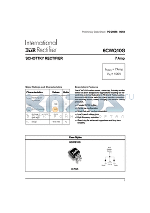 6CWQ10GPBF datasheet - SCHOTTKY RECTIFIER