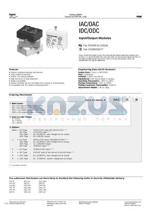 IDC-24H datasheet - IAC/OAC IDC/ODC Input/Output Modules