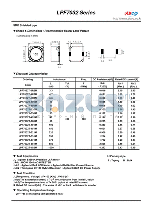 LPF7032T-101M datasheet - Shape & Dimensions / Recommended Solder Land Pattern