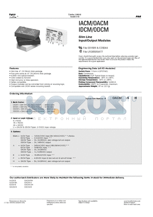 IDCM-UH datasheet - IACM/OACM IDCM/ODCM Slim Line Input/Output Modules