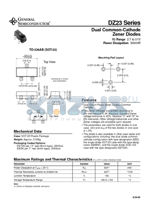 DZ23-B11 datasheet - Dual Common-Cathode Zener Diodes