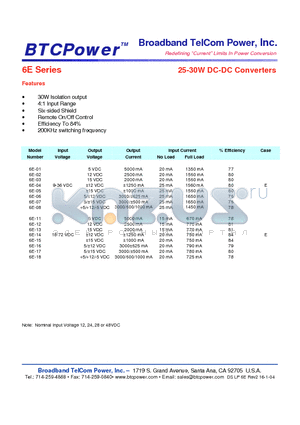 6E-07 datasheet - 25-30W DC-DC Converters