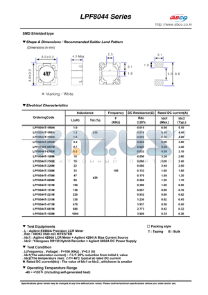 LPF8044 datasheet - Shape & Dimensions / Recommended Solder Land Pattern