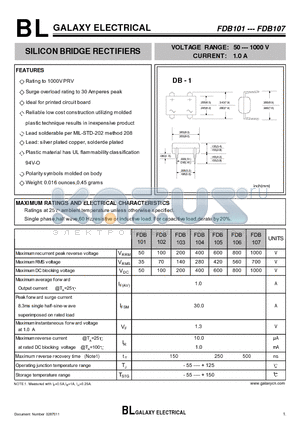 FDB102 datasheet - SILICON BRIDGE RECTIFIERS