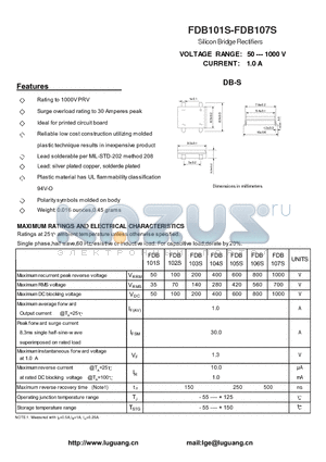 FDB102S datasheet - Silicon Bridge Rectifiers