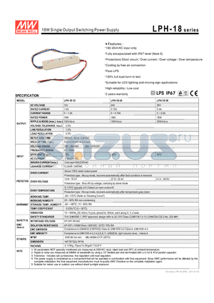 LPH-18-24 datasheet - 18W Single Output Switching Power Supply