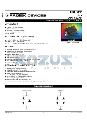 GBLC03CI datasheet - ULTRA LOW CAPACITANCE TVS ARRAY