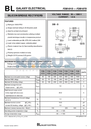 FDB107S datasheet - SILICON BRIDGE RECTIFIERS