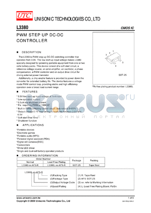 L3380L-XX-AF5-R datasheet - PWM STEP UP DC-DC CONTROLLER