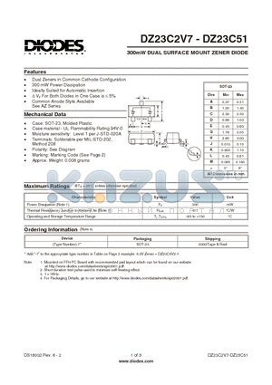 DZ23C11 datasheet - 300mW DUAL SURFACE MOUNT ZENER DIODE