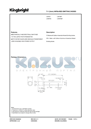 L34F3BT datasheet - T-1 INFRA-RED EMITTING DIODES