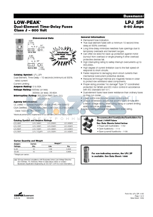 LPJ-25SPI datasheet - Dual-Element Time-Delay Fuses